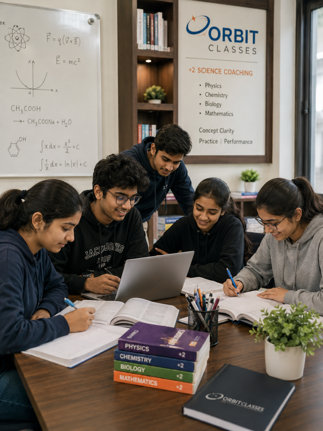 Happy students learning together at Orbit Classes